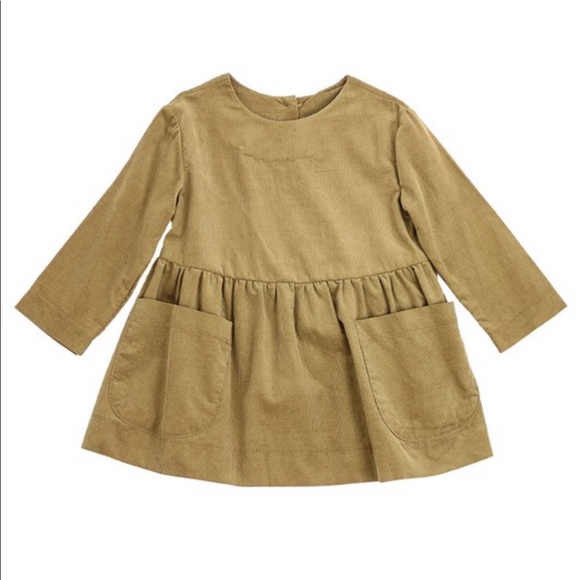 Cotton Corduroy Boxy Loose Fit Long Sleeve Shirt Mini Dress with Pockets - Picture 3 of 5